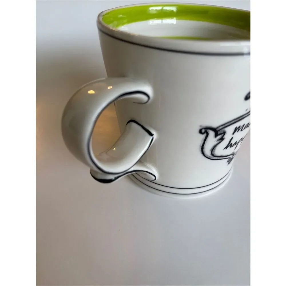 Molly Hatch Anthropologie Make It happen Crown Green Stripe Mug